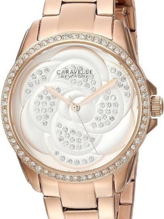 Caravelle Accessories - Caravelle New York Women's 44L233 Swarovski Crystal Rose Gold-Tone Watch